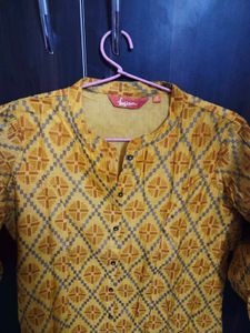Yellow Patterned Kurta