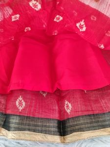 Red Printed Ethnic Skirt With Blouse ( Girls)