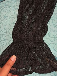 Black Sheer Long Sleeve Top
