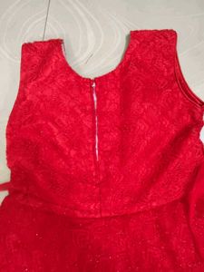 Beautiful Sparkling Red Net Gown for Functions