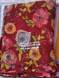 Floral Maroon Saree with Blouse