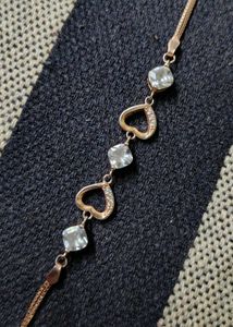 Heart &amp; Crystal Rose Gold  Bracelet S925