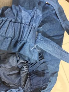 Blue Tie-Waist Mini Skirt