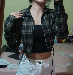 🩶Plaid Cropped Jacket