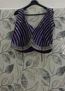 Women Crop Top Skirt, Elegant Purple
