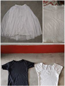 combo of 4 womenSkirt,2top& tshirt