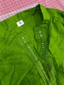 Mehndi green Kurti + Pink Leggings