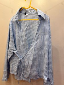 Striped Blue Wrap Shirt