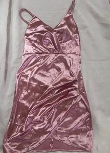 Pink Satin Mini Dress