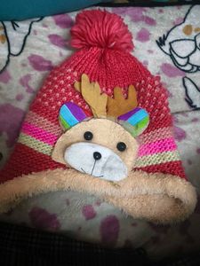 Reindeer Winter fleece Cap for 4-6 years kids