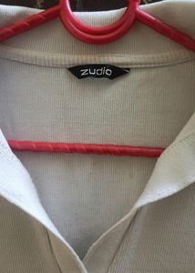 Zudio Collar White Crop Top
