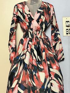 Pintrest Abstract Print Long Sleeve Dress