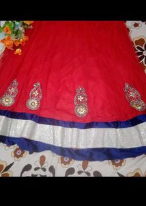 Red Embroidery Anarkali With Dupatta