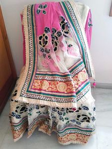 Ghagra Style Saree With Blouse Piece