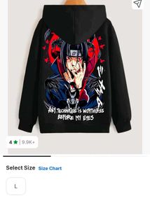 Black Anime Print Hoodie