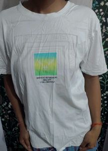 White Graphic Print Tee