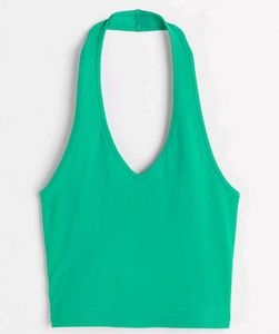 Halterneck V-neck top