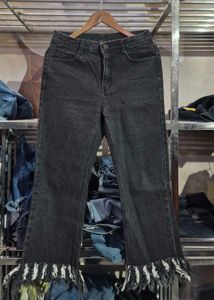 Korean Fringe Hem Denim Jeans