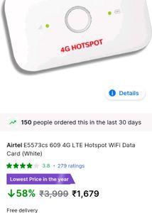 Airtel E5573cs 609 4g LTE Hotspot Wifi Data Card