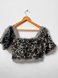 Animal Print Frill Top