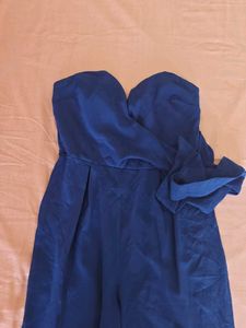 Blue Strapless Jumpsuit