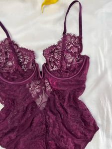 La Senza Burgundy Lace Bodysuit