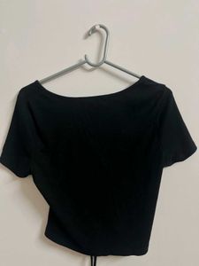 Shein Black Tie-Front Crop Top
