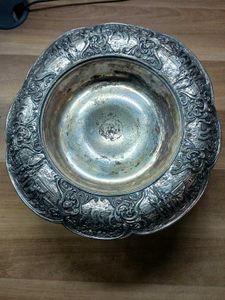 vintage pedestal serving dish