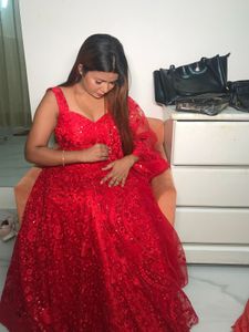 Embroidered red lehnga