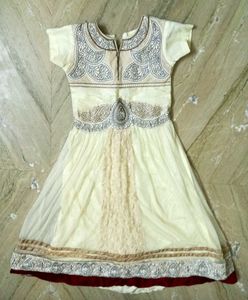 Cream Embellished Girls&#39; Dress