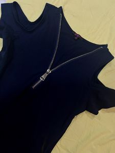 Zipper Navy Blue Ginger Dress ❤️