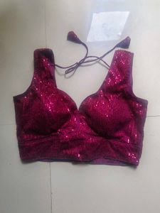 Wine Sequence Blouse With Extra Sleeves