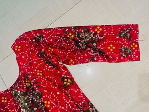 Red Printed Salwar Kameez