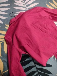 Dark Pink Shirt Knot Top