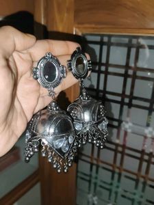 Oxidized Jhumka Earrings