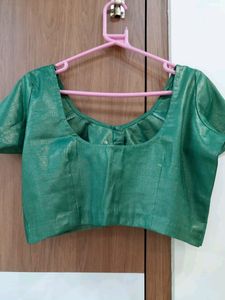 Green Brocade Blouse New Unused
