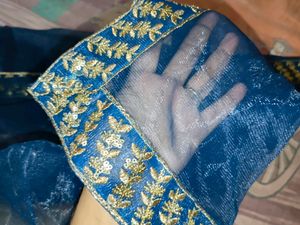 Organza blue lehenga