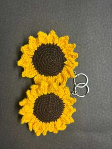 Sunflower Crochet Keychain