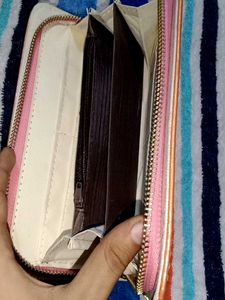 Peach Wallet with Silver Embellishments
