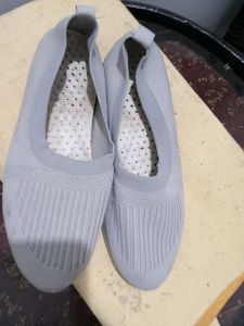 Grey Knit Slip-on Shoes