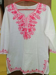 Cotton Daily Wear Kurta With Pink Print