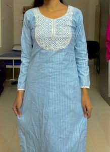 Light Blue Embroidered Kurti