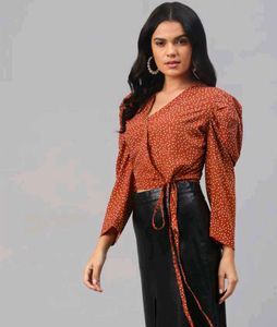 Polka Dot Wrap Top