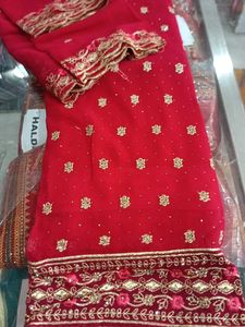 Red &amp; Gold Embroidered Salwar Kameez