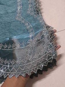 Elegant Teal Embellished Saree