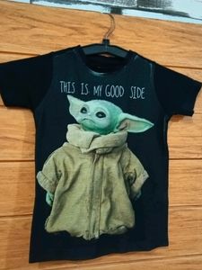 Black And Brown Yoda Print Tshirt For 3 To 4 Year