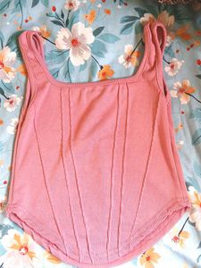 Pink Ribbed Tank Top