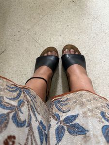 Aldo Black Leather Wedges