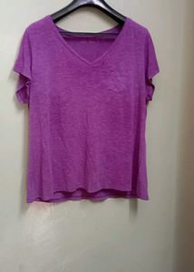 Purple V-Neck Casual T-Shirt