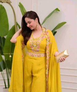 Elegant Yellow Embroidered Co-ord Set